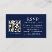 結婚のミニマモダンリストQRブルーRSVP エンクロージャーカード (正面)