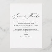 結婚のミニマルな愛と感謝していカスタム写真 箔招待状 (裏面)