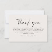 結婚のミニマル写真モダンはシック感謝していなシック 招待状 (裏面)