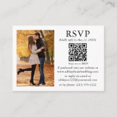 結婚のミニマル写真白黒QR RSVP エンクロージャーカード (正面)