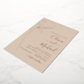 結婚のミニマル植物学フローララインアート 箔招待状 (回転した状態)