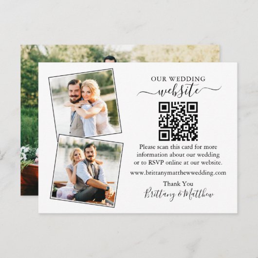 結婚のミニマルWebサイト3フォトエンクロージャカード ポストカード (正面/裏面)