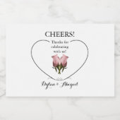 結婚のミニワきらめくインボトルラベル(バラ付き) スパークリングワインラベル (シングルラベル)