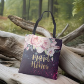 結婚のメイド・オブ・オーナー(花嫁付き添い人)フローラ羽紫色ライト トートバッグ