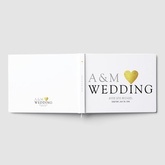 結婚のメッセージと署名の白 ゲストブック (全面)