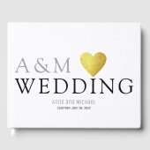 結婚のメッセージと署名の白 ゲストブック (正面)