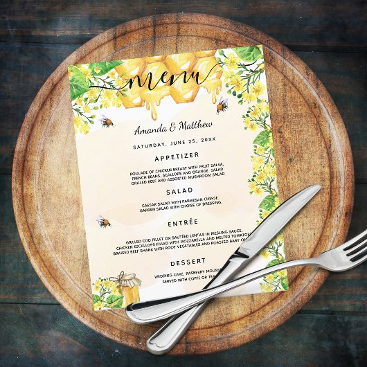 結婚のメニューでこぼこ蜂ハニカム花模様