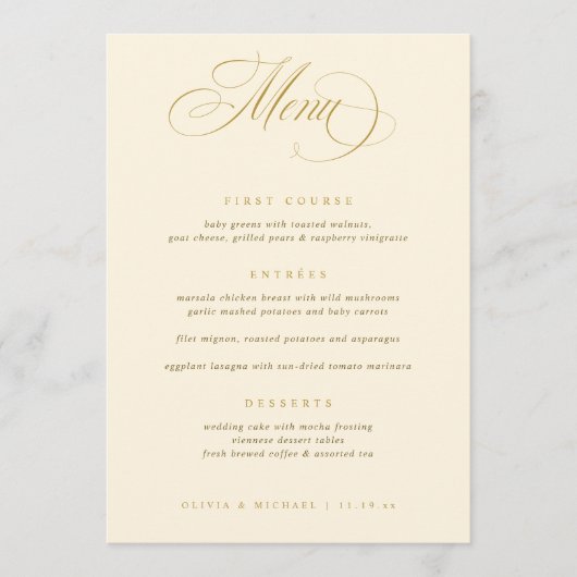 結婚のメニューと金ゴールド メニュー (正面)