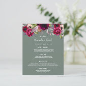 結婚のメニューセージ緑の花バーガンディ (スタンド正面)