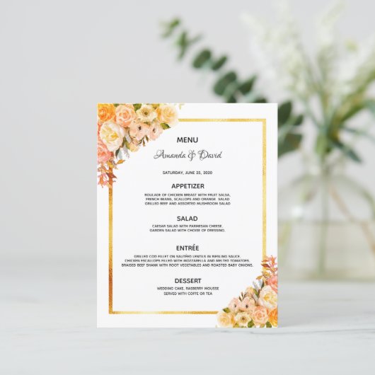 結婚のメニューピンク花模様ゴールデンエレガントエレガント (スタンド正面)