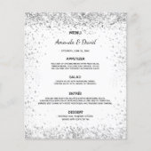 結婚のメニュー白い銀のグリッターの輝きエレガント (正面)