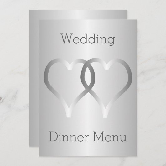 結婚のメニュー銀ハート メニュー (正面/裏面)