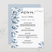 結婚のメニュー青い白い植物性花模様 (正面/裏面)