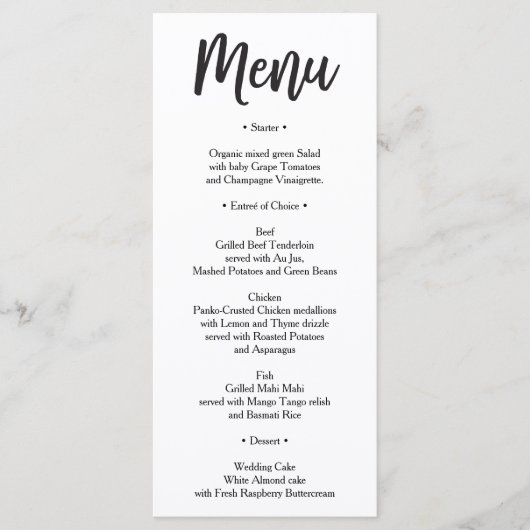 結婚のメニュー – ブライダルシャワーメニュー – 甘い メニュー (正面)