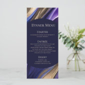 結婚のメニュー – 抽象芸術モダンブルーパープル金ゴールド- メニュー (スタンド正面)