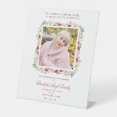 結婚のメモリアルテーブルレッド&ピンクシェーズガーランド 台座サイン (正面)