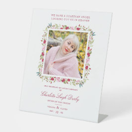 結婚のメモリアルテーブルレッド&ピンクシェーズガーランド 台座サイン