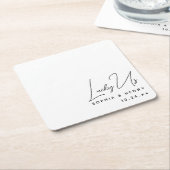 結婚のモダンエレガントおもしろい新郎ラッキーアメリカ スクエアペーパーコースター (アングル)