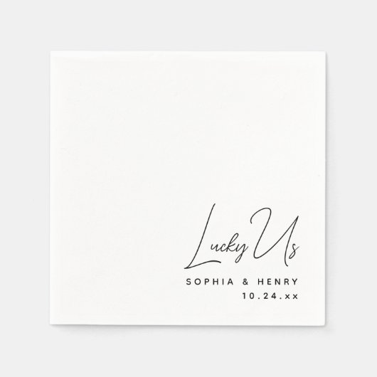 結婚のモダンエレガントおもしろい新郎ラッキーアメリカ スタンダードカクテルナプキン (正面)