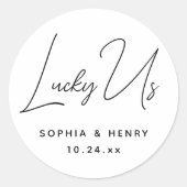 結婚のモダンエレガントおもしろい新郎ラッキーアメリカ ラウンドシール (正面)