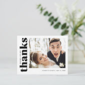 結婚のモダンシンプル写真ありがとうはがき ポストカード (スタンド正面)