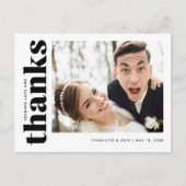 結婚のモダンシンプル写真ありがとうはがき ポストカード (正面)