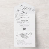 結婚のモダンシンプル植物性シックQRコード オールインワン招待状 (内側)