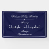 結婚のモダンヴィンテージカスタムネイビーブルーウェルカム 横断幕