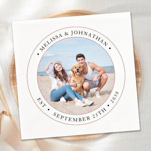 結婚のモダン写パーソナライズされた真 スタンダードカクテルナプキン