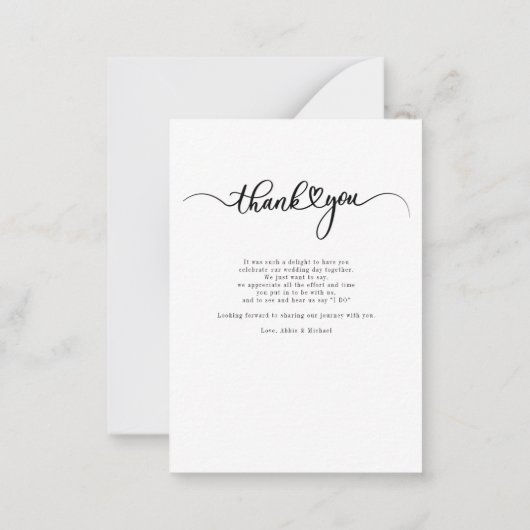 結婚のモダン写真に手書き感謝 ノートカード (裏面)