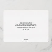 結婚のモダン写真の手書き 箔招待状 (裏面)