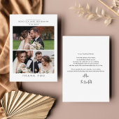 結婚のモダン写真コラージュのミニマル主義者 サンキューカード