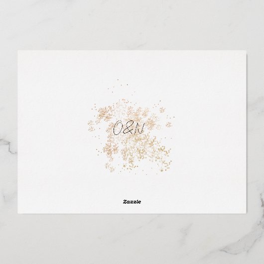 結婚のモダン写真コラージュ日付の保存 箔招待状 (裏面)