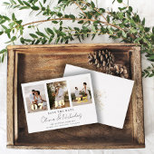 結婚のモダン写真コラージュ日付の保存 箔招待状