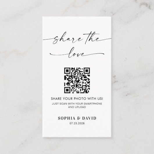 結婚のモダン写真共有愛QRコード エンクロージャーカード (正面)