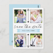 結婚のモダン婚約4 Photo Save the Date ポストカード (正面/裏面)