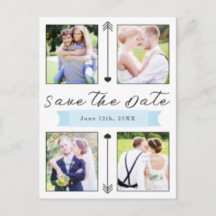 結婚のモダン婚約4 Photo Save the Date ポストカード