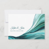 結婚のモダン抽象芸術 – エメラルド・グリーン –  出欠カード (正面)