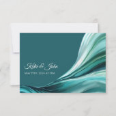 結婚のモダン抽象芸術 – エメラルド・グリーン –  出欠カード (正面)