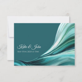 結婚のモダン抽象芸術 – エメラルド・グリーン – 出欠カード