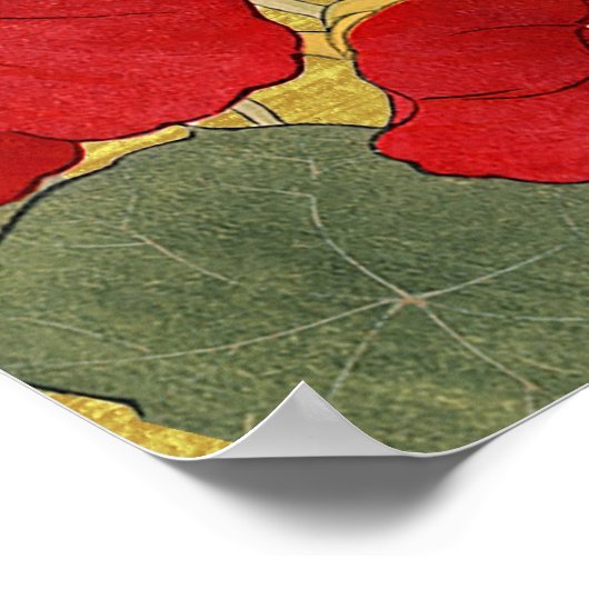 結婚のモダン歓迎金ゴールドエレガントフローラ ポスター (角)