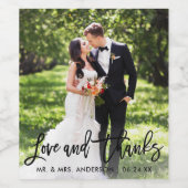 結婚のモダン筆の台本の愛と写感謝してい真 ワインラベル (シングルラベル)