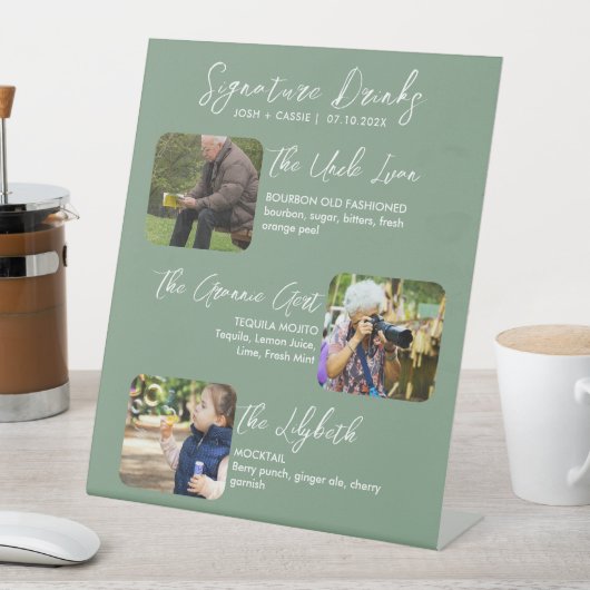 結婚のモダン署名ドリンクと写真の署名 台座サイン (インサイチュ)