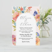 結婚のモダン花スタイリッシュ色 招待状 (スタンド正面)