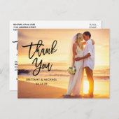 結婚のモダンBlk Brush Script ポストカード (正面/裏面)