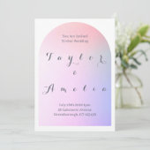 結婚のモダンBoho Arch Pink薄紫グラデーション 招待状 (スタンド正面)