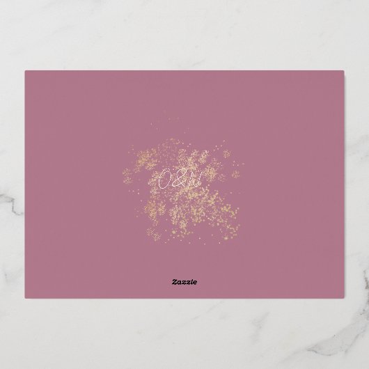 結婚のモダンPhoto Collage Mauve日付の保存 箔招待状 (裏面)