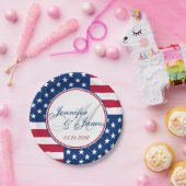 結婚のモノグカスタムラム米国国旗 ペーパープレート (パーティー)