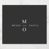 結婚のモノグラエレガントムミニマルスタイリッシュブラック スパークリングワインラベル (シングルラベル)