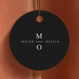 結婚のモノグラエレガントムミニマルスタイリッシュブラック フェイバータグ